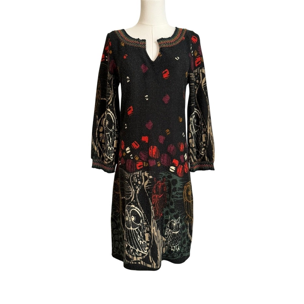 Whimsy‎ Goth Owl Sweater Dress Size Small Boho Forestcore Indie Festival Cottage - Picture 4 of 14